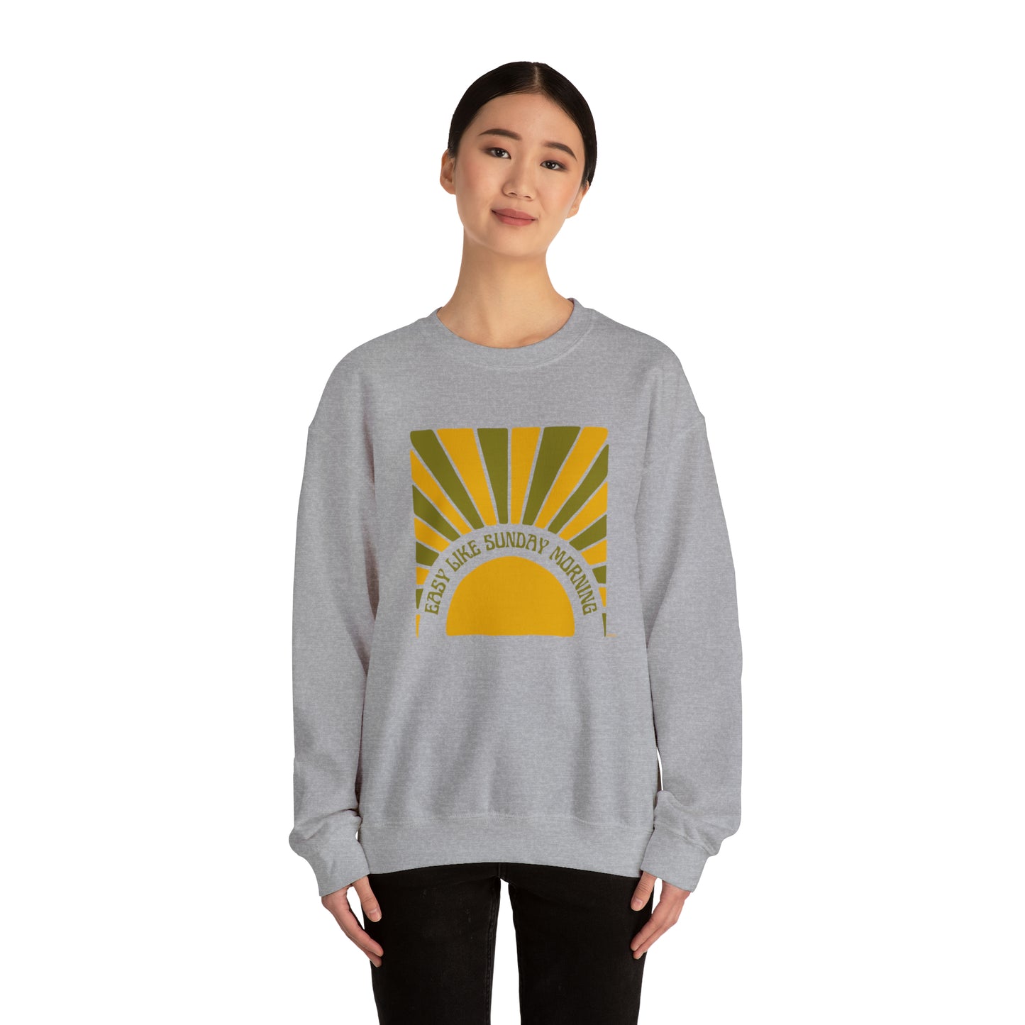 Easy Like Sunday Morning Green & Yellow, Unisex Heavy Blend Crewneck Sweatshirt