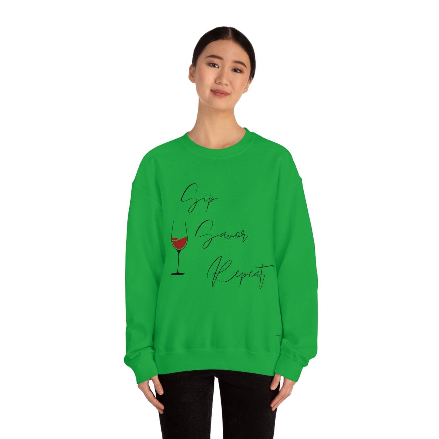 Sip, Savor, Repeat, Unisex Heavy Blend Crewneck Sweatshirt