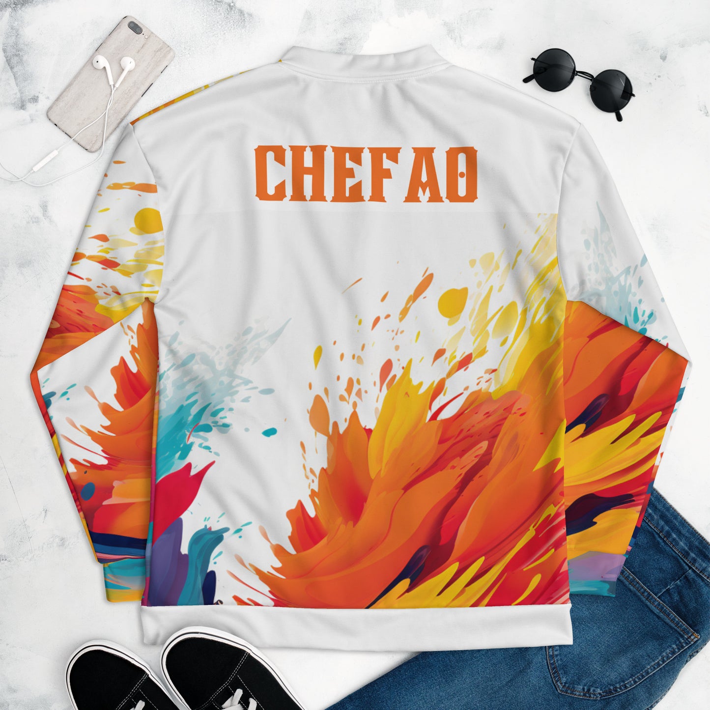Chefao Muli-Colored Waves I, Unisex Bomber Jacket