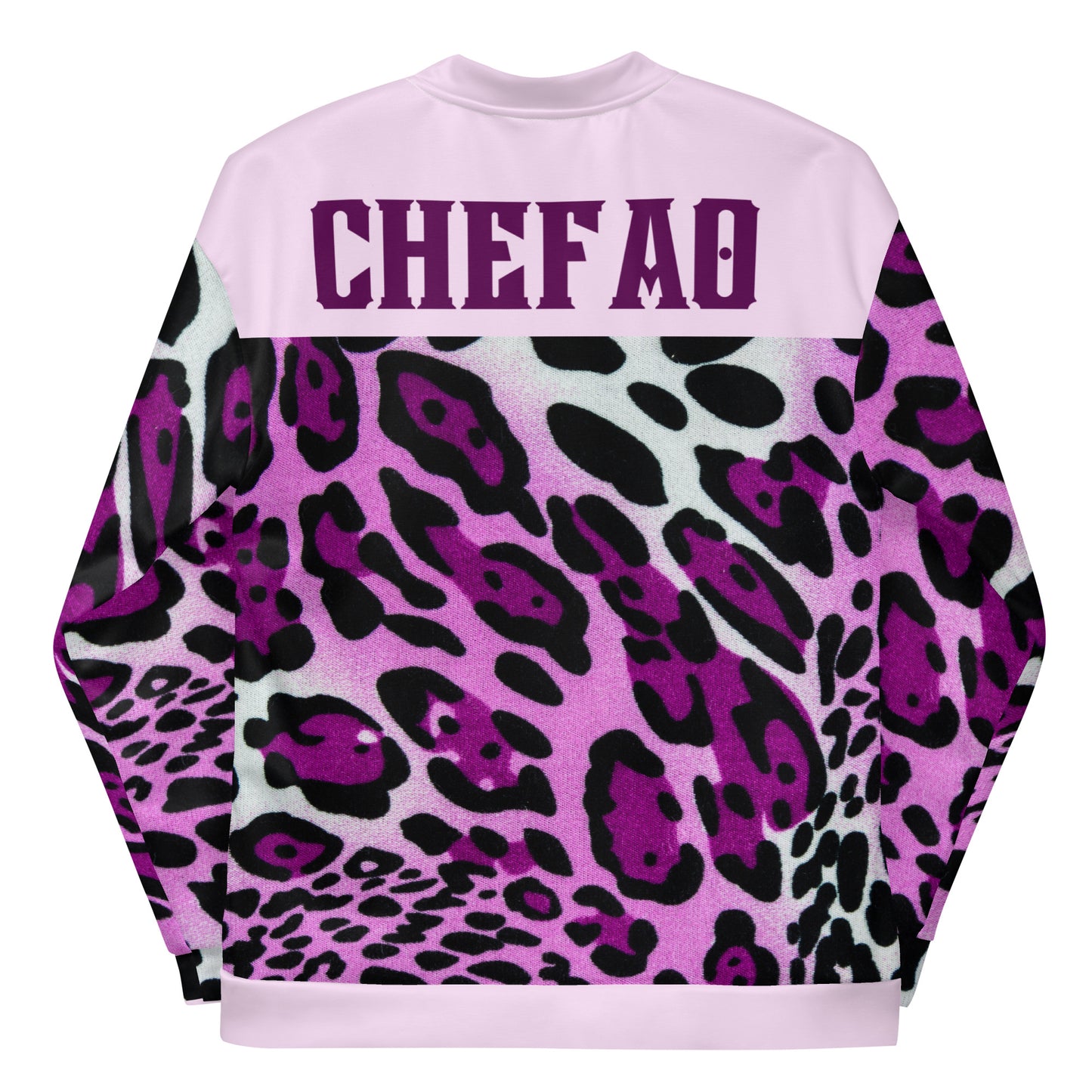 Chefao Leopard Print I, Unisex Bomber Jacket Purple