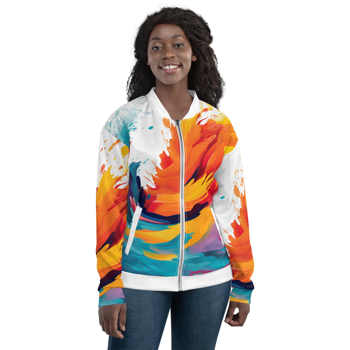 Chefao Muli-Colored Waves I, Unisex Bomber Jacket