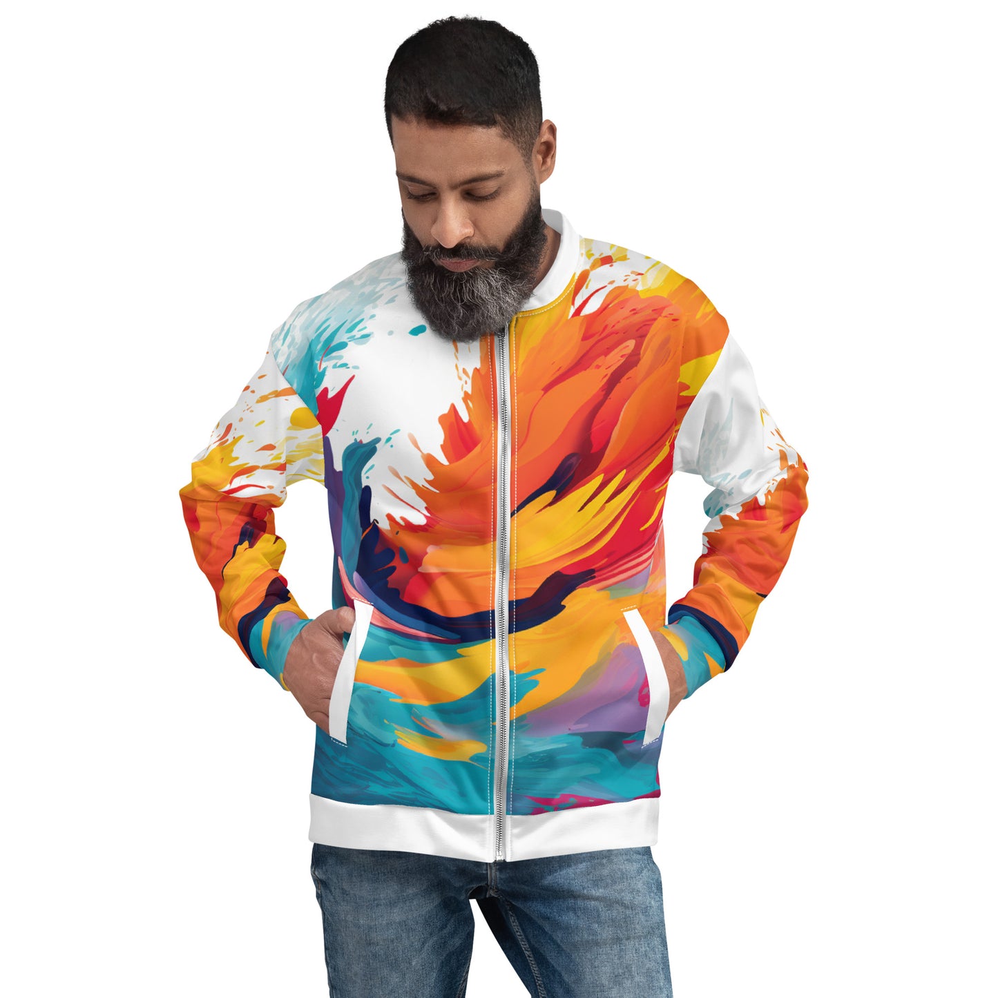 Chefao Muli-Colored Waves I, Unisex Bomber Jacket