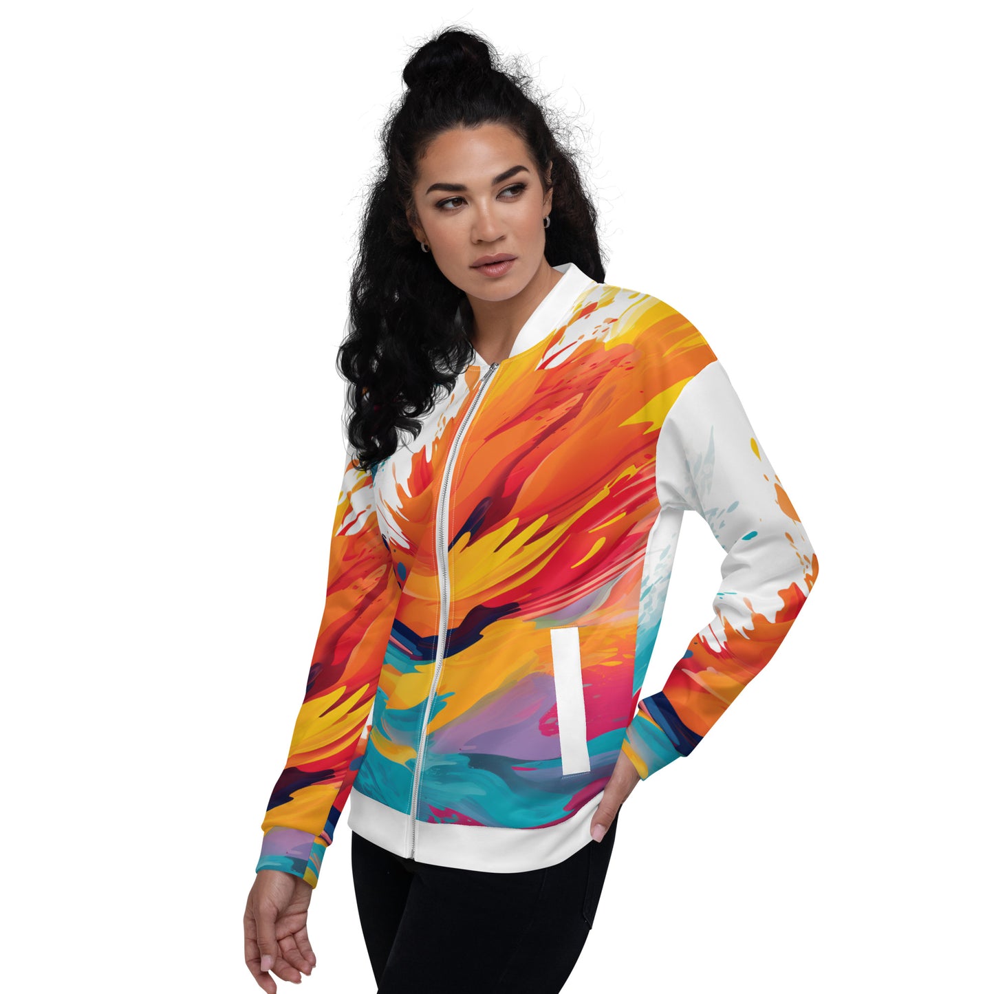 Chefao Muli-Colored Waves I, Unisex Bomber Jacket