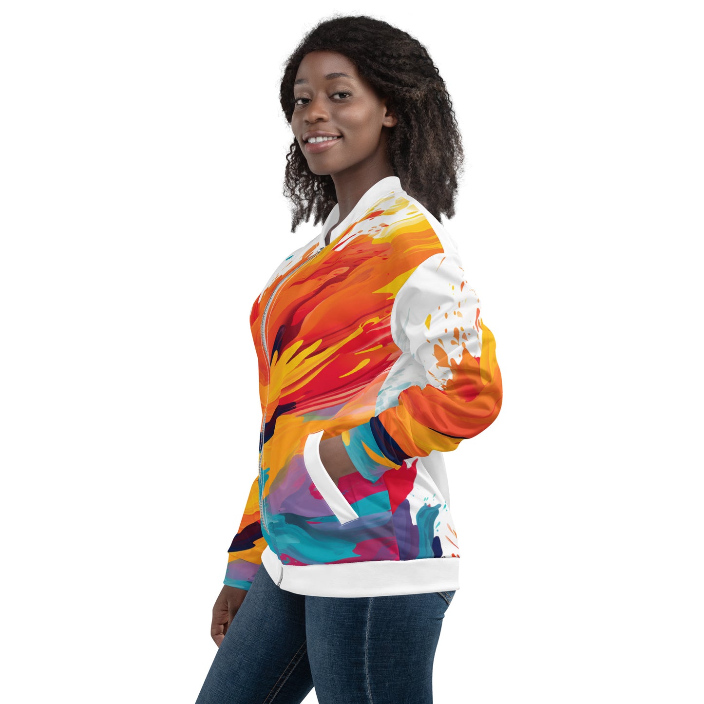 Chefao Muli-Colored Waves I, Unisex Bomber Jacket