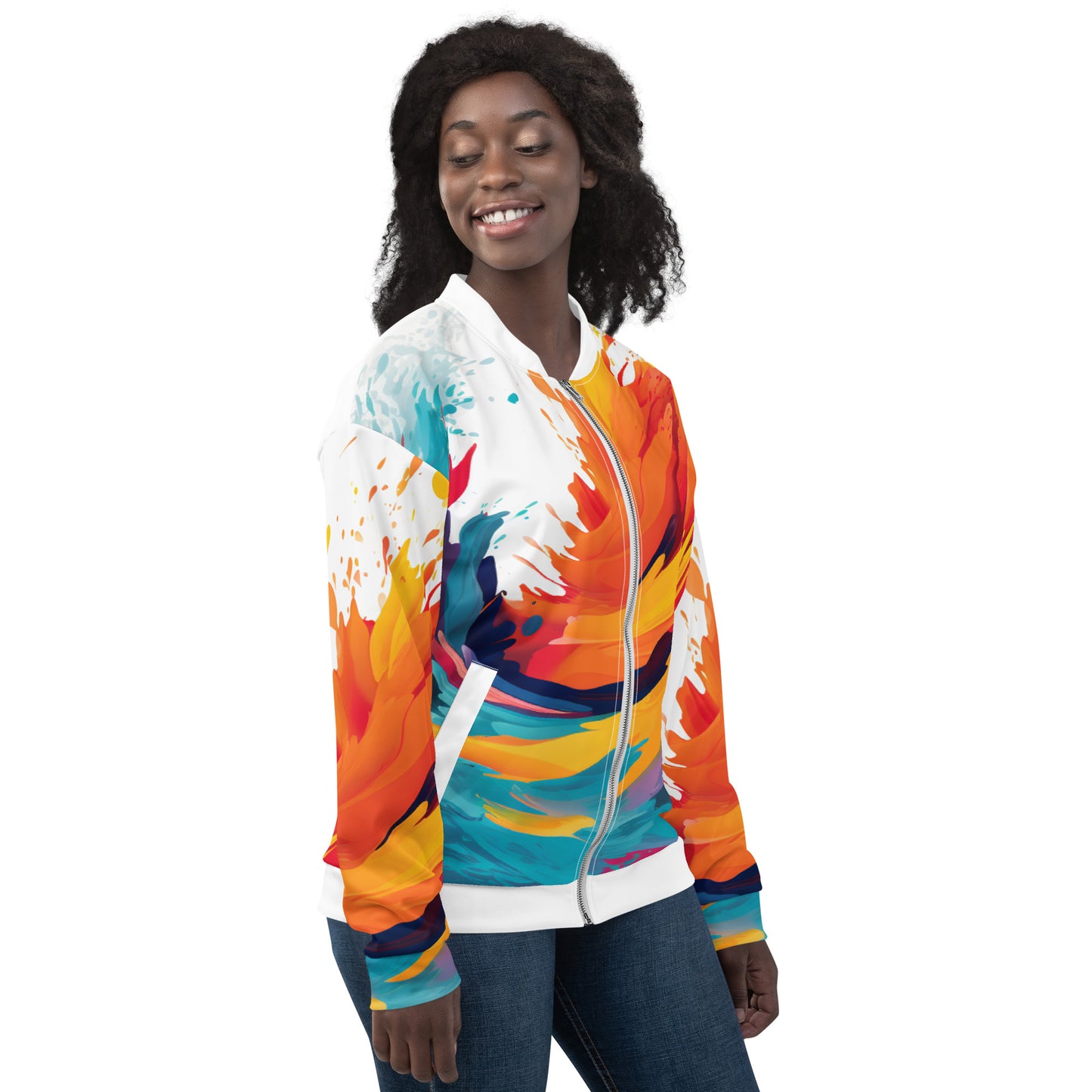Chefao Muli-Colored Waves I, Unisex Bomber Jacket