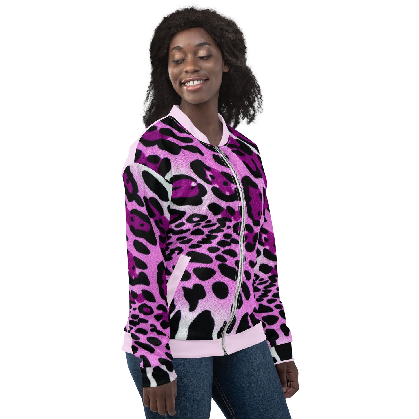 Chefao Leopard Print I, Unisex Bomber Jacket Purple