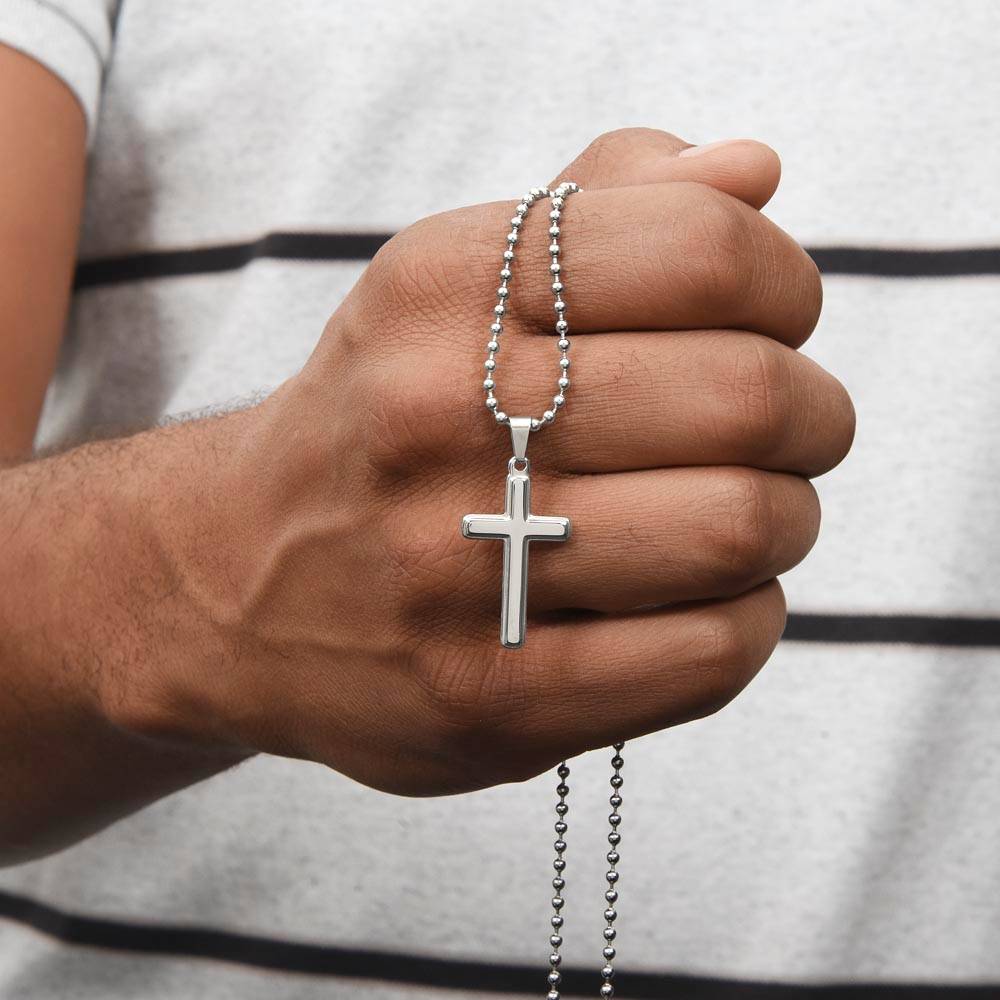 Stainless Cross Necklace w/ Ball Chain