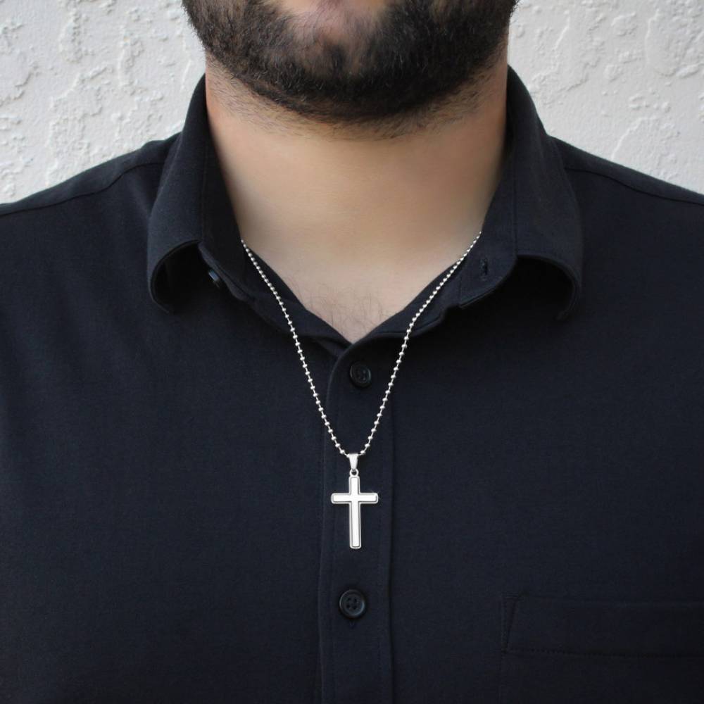 Stainless Cross Necklace w/ Ball Chain