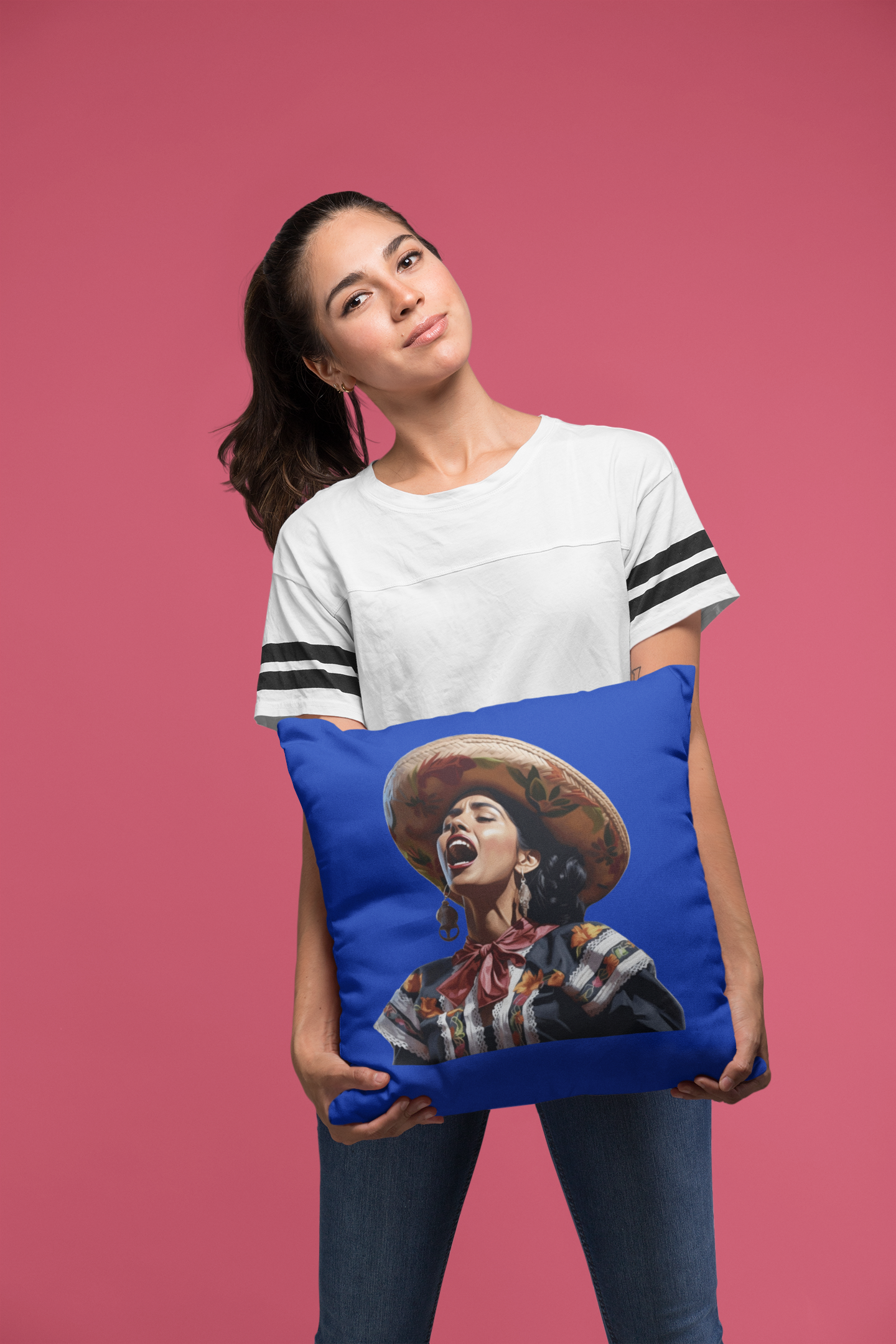 Mariachi Woman, Spun Polyester Square Pillow
