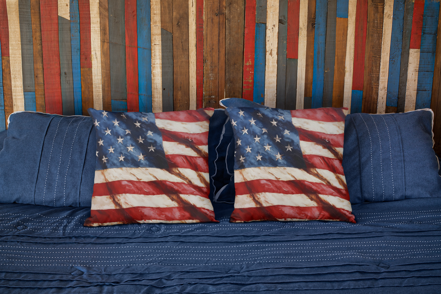 American Flag, Spun Polyester Square Pillow