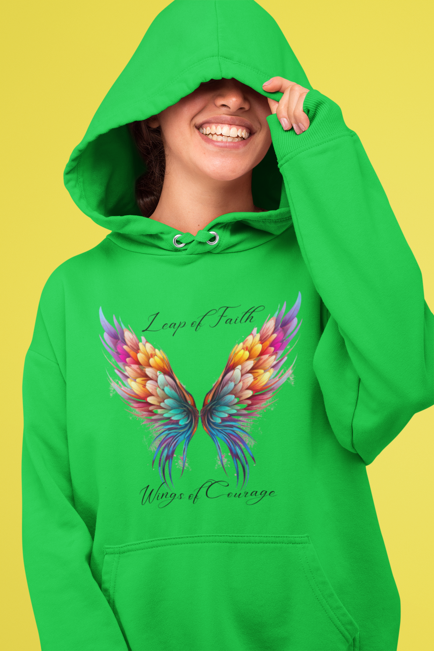 Leap of Faith, Wings of Courage, Unisex Heavy Blend Hooded Sweatshirt