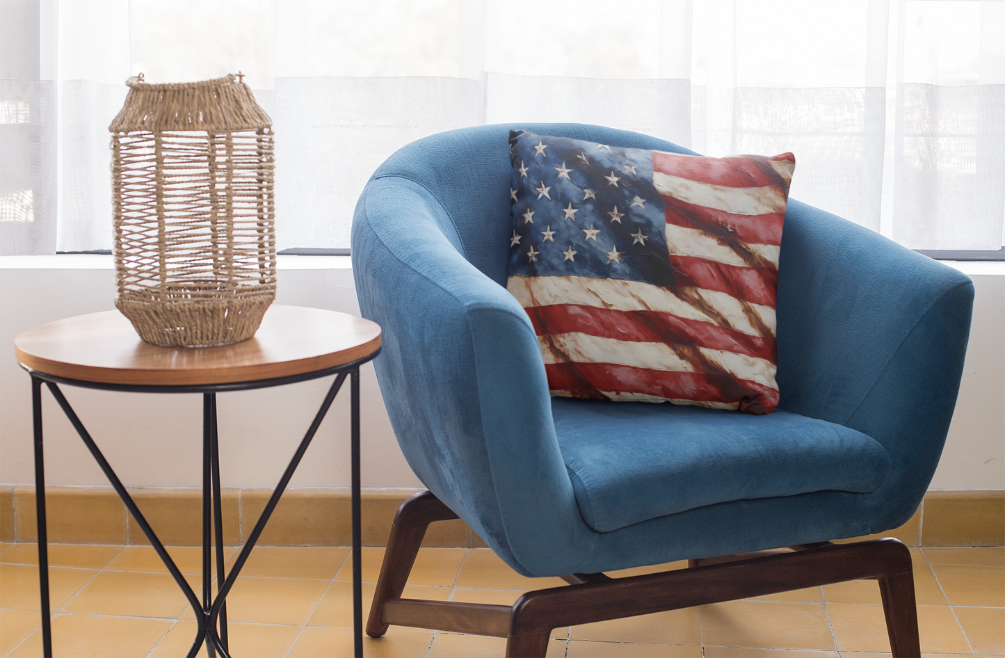 American Flag, Spun Polyester Square Pillow