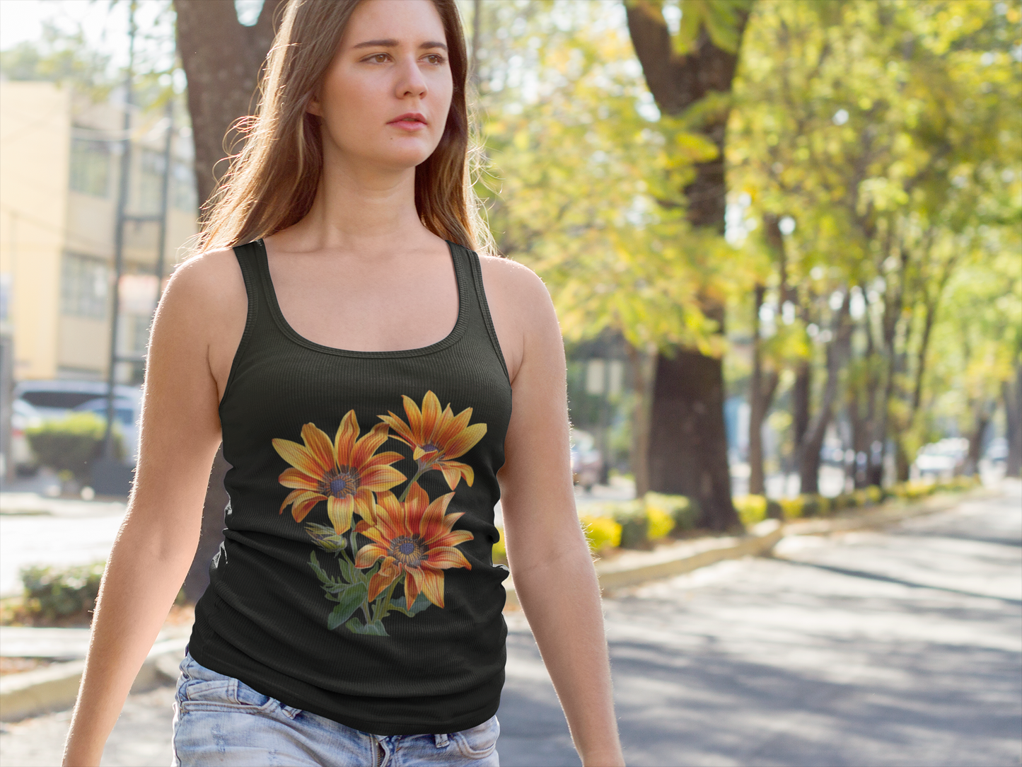 Gazania, Women's Racerback Tank