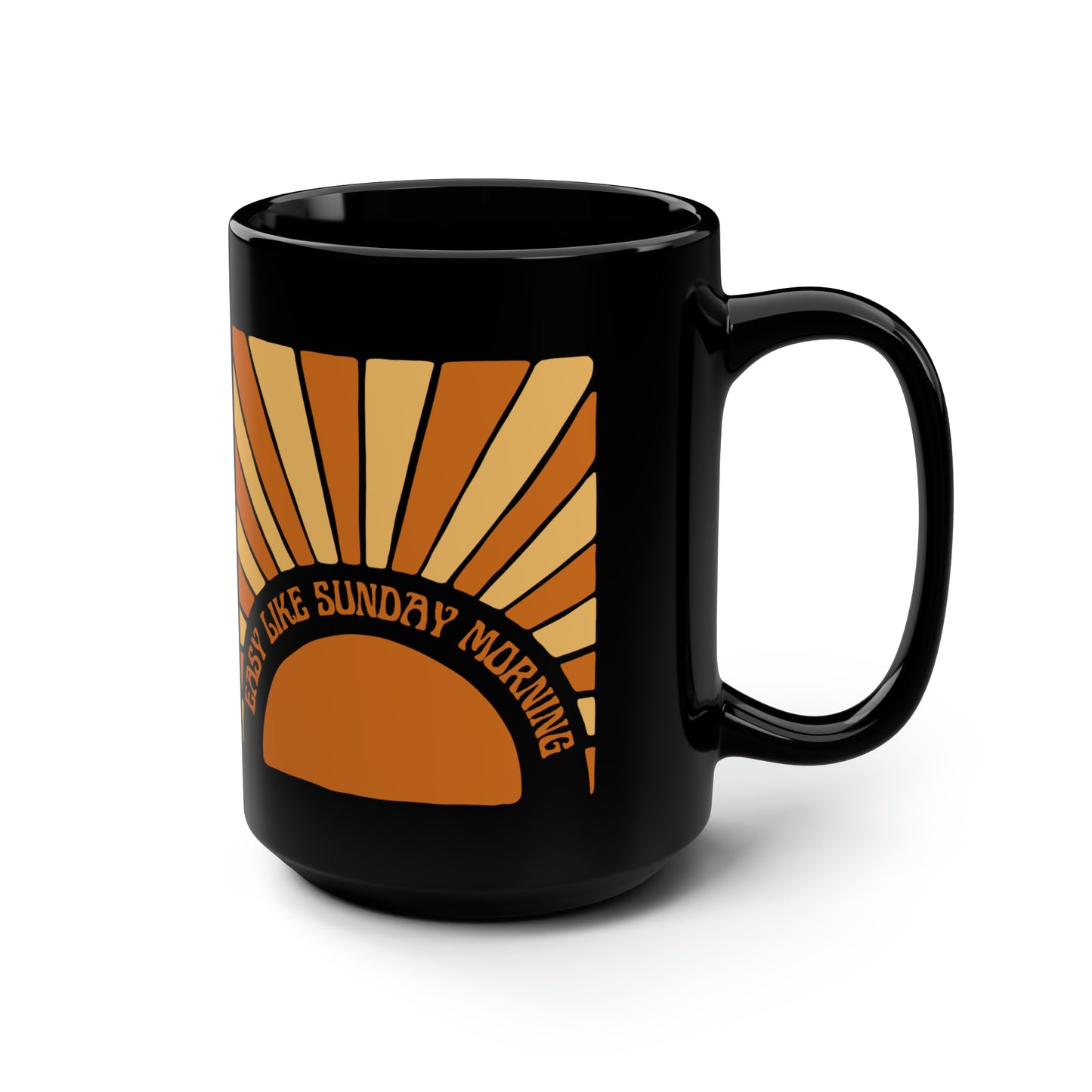 Easy Like Sunday Morning, Black Mug, 15oz