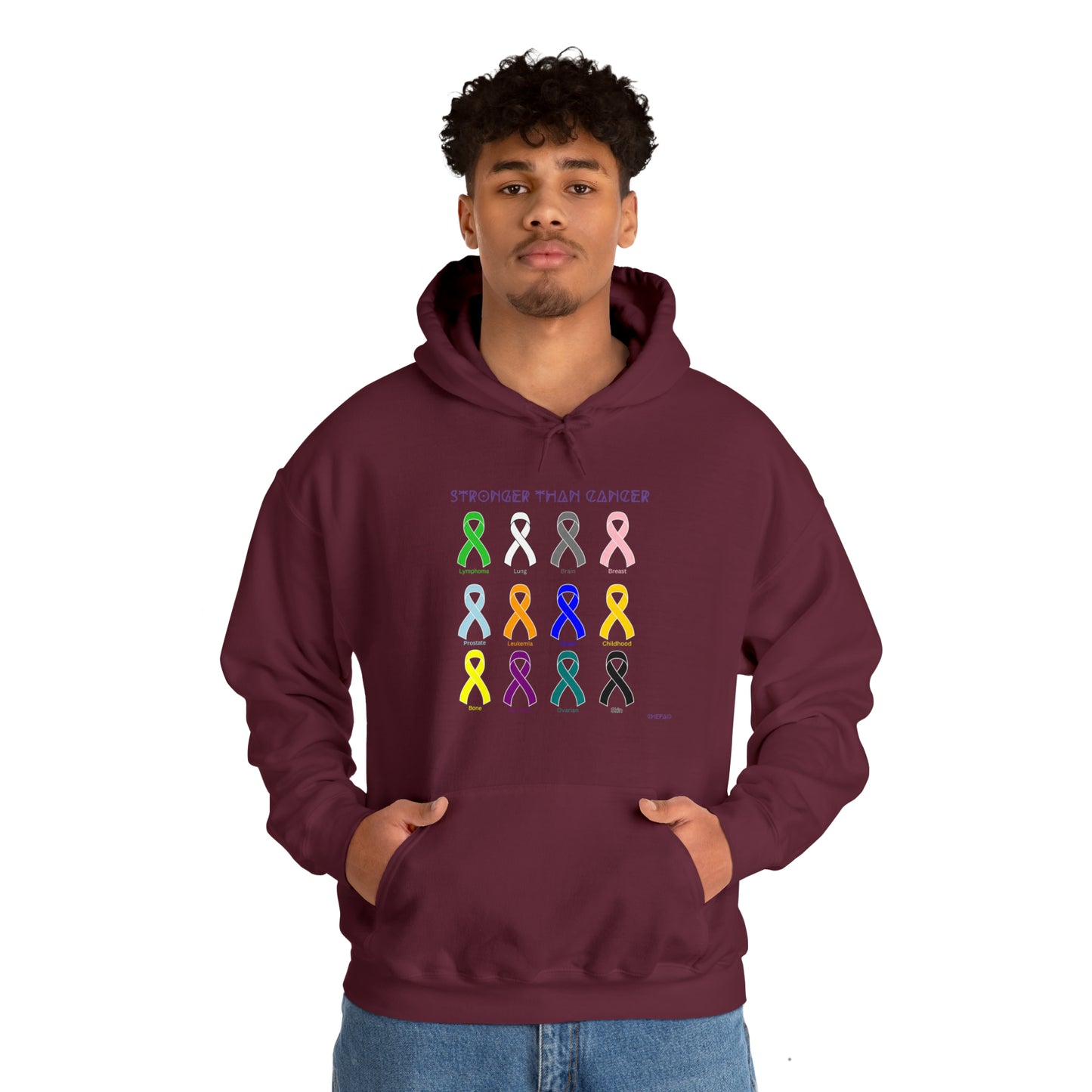 Chefao Stronger Than Cancer I, Unisex Heavy Blend™ Hooded Sweatshirt