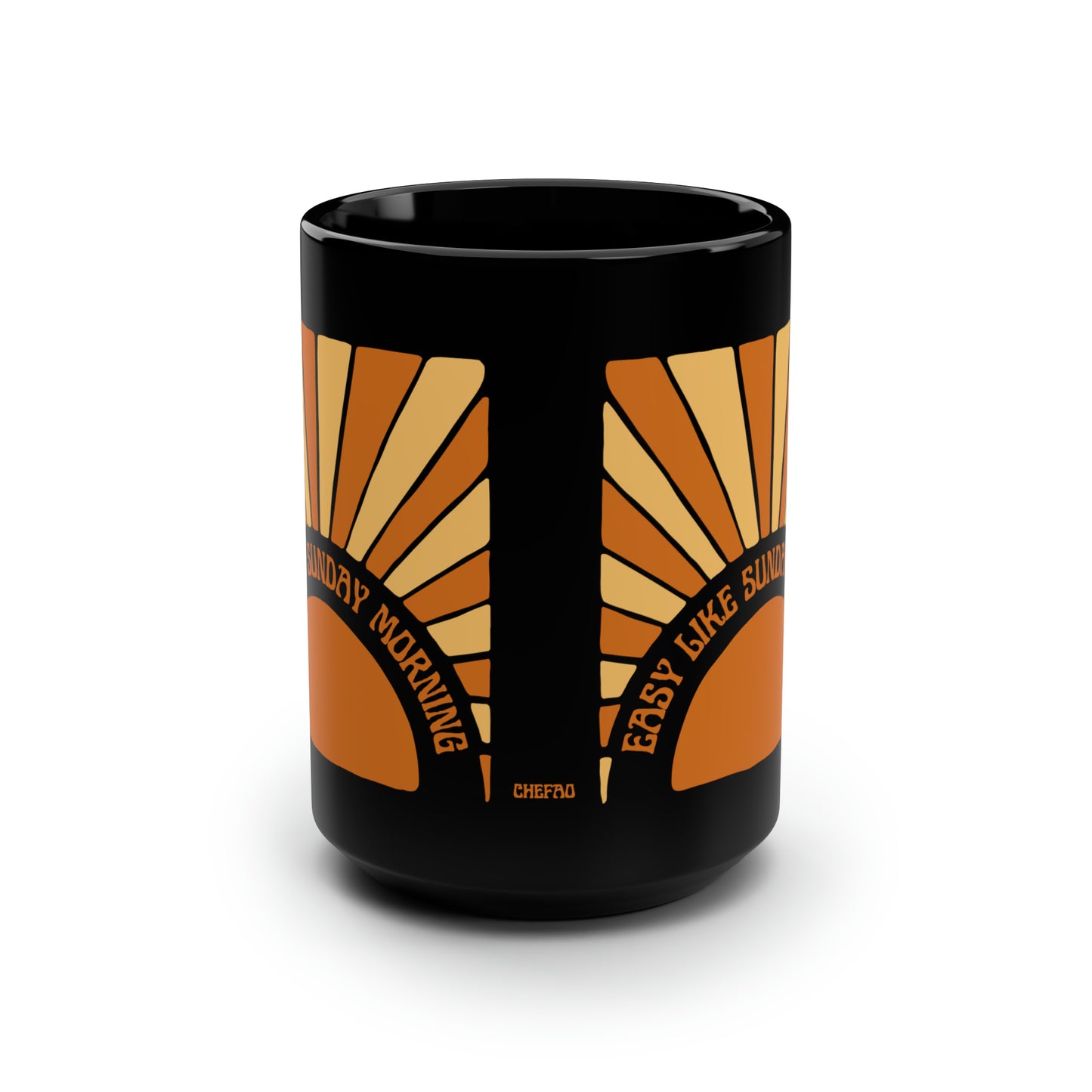 Easy Like Sunday Morning, Black Mug, 15oz