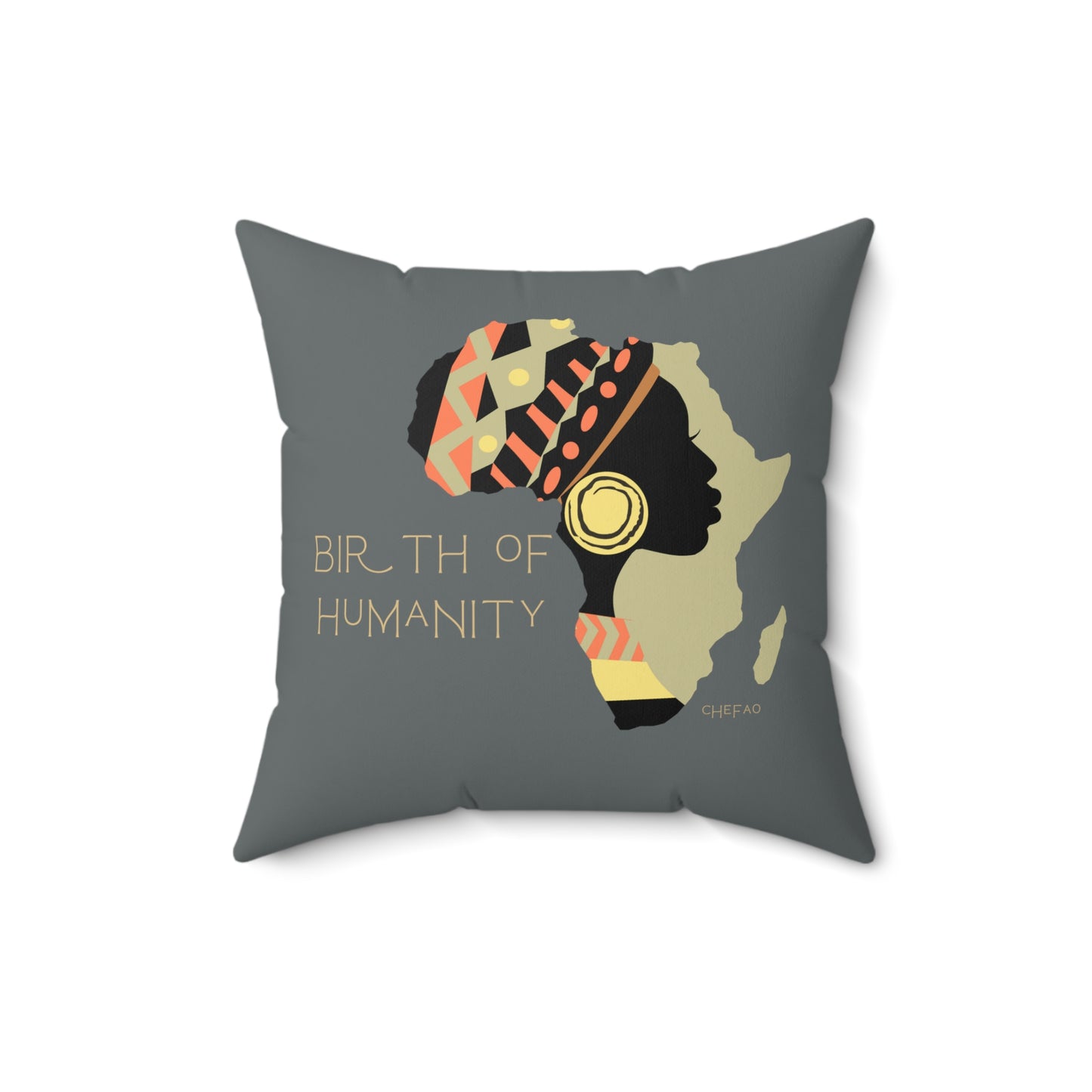 Birth of Humanity™ II (Gray), Spun Polyester Square Pillow