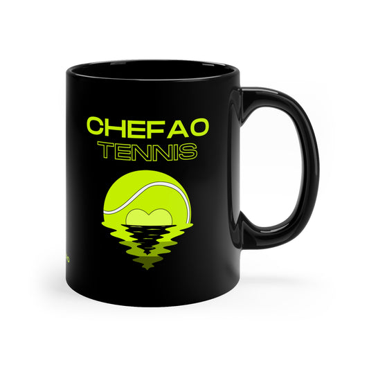 Chefao Tennis X, Black Coffee Mug, 11oz