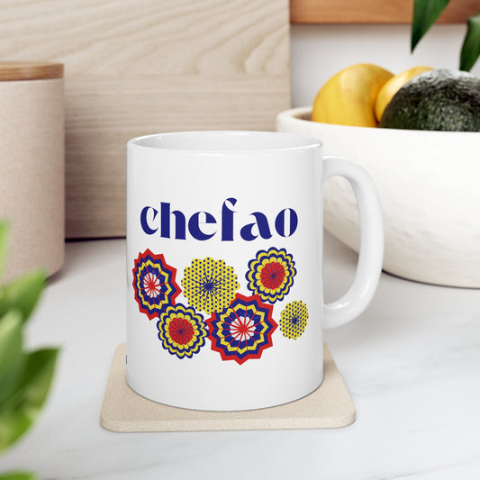 Chefao Paper Fans I, White Coffee Mug, 11oz