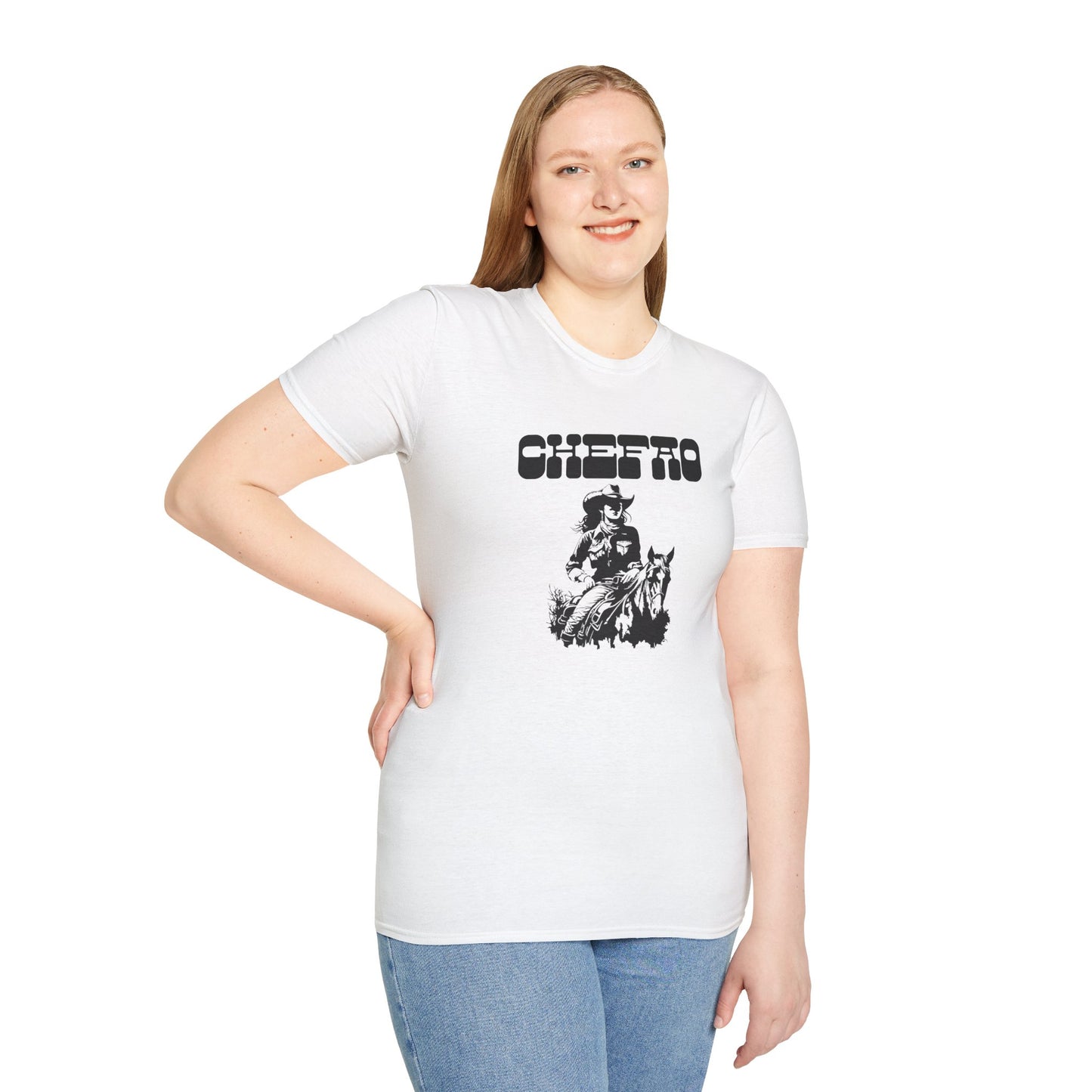 Chefao Cowgirl V, Unisex Softstyle T-Shirt