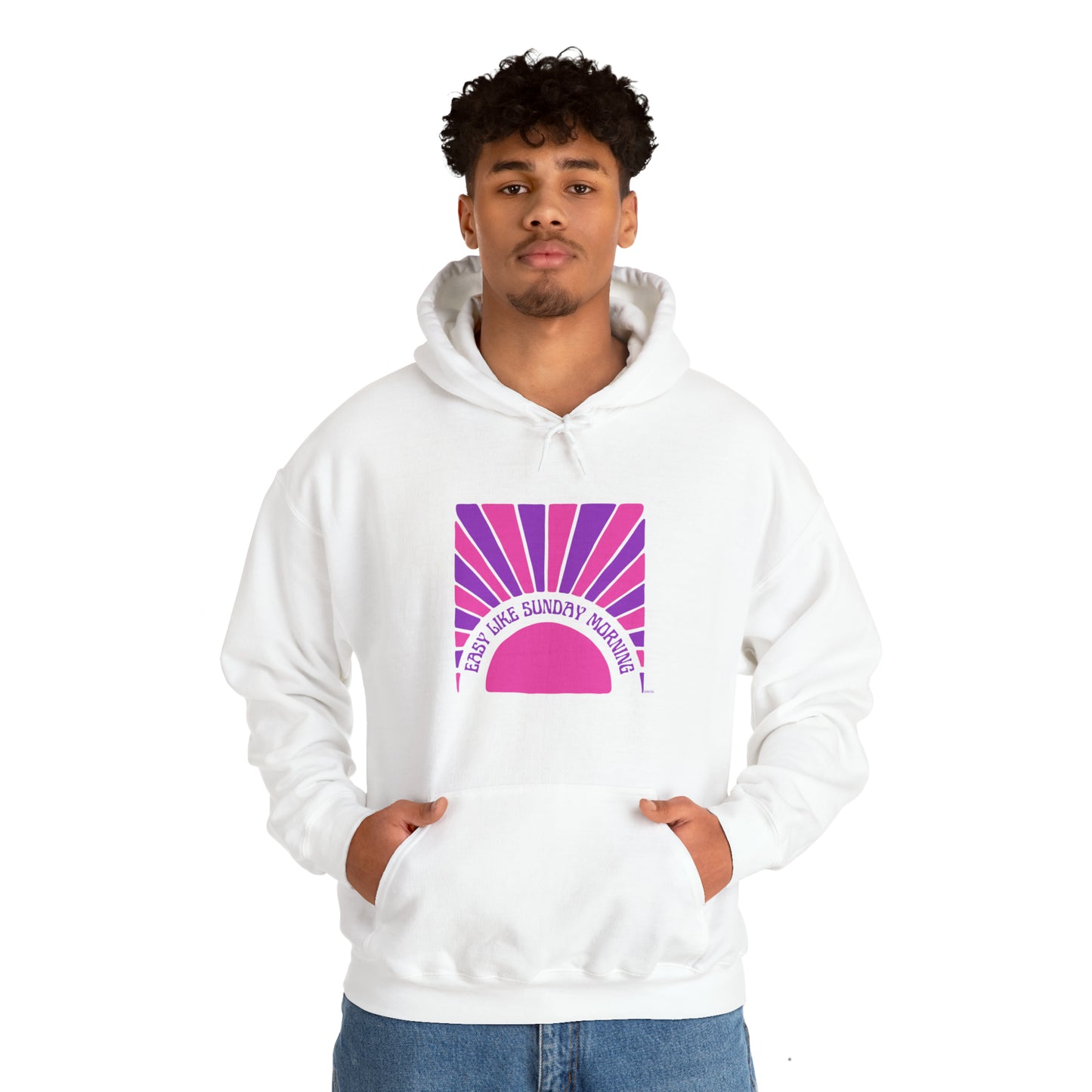 Easy Like Sunday Morning Pink & Purple, Unisex Heavy Blend Hooded Sweatshirt