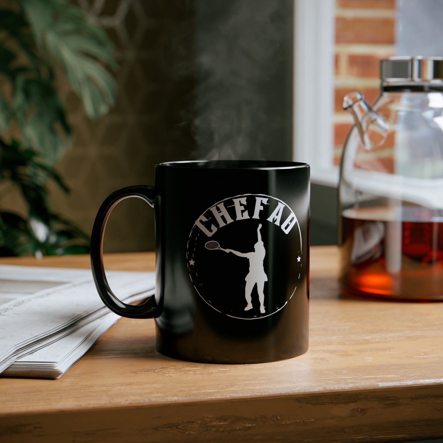 Chefao Tennis I, Black Coffee Mug, 11oz