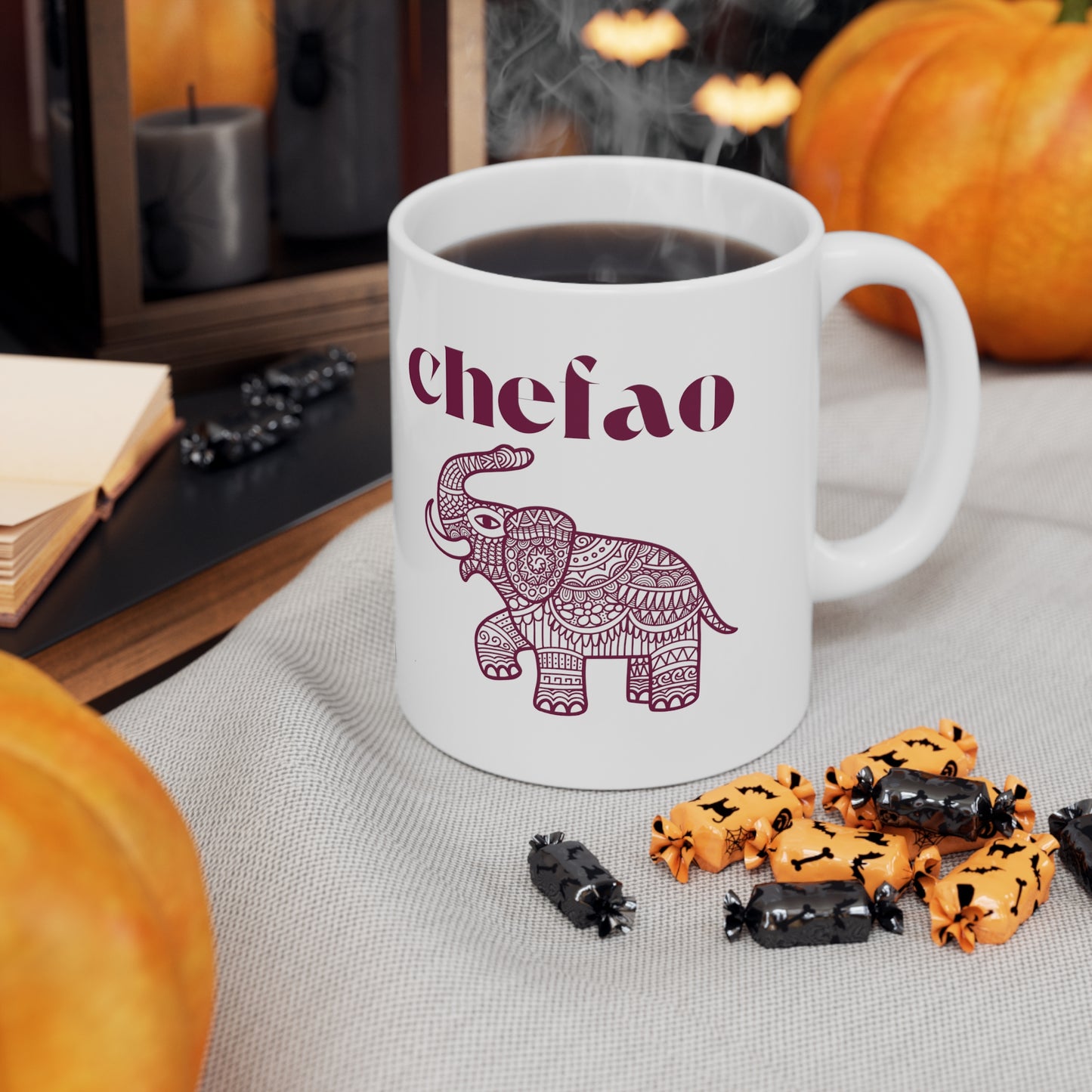 Chefao Elephant III, White Coffee Mug, 11oz