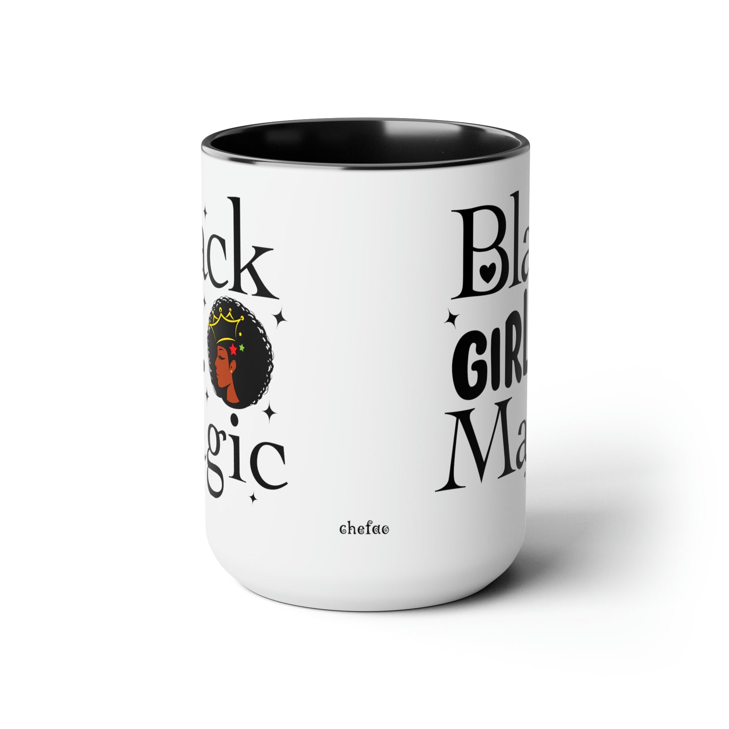 Chefao Black Girl Magic I, Two-Tone Coffee Mugs, 15oz