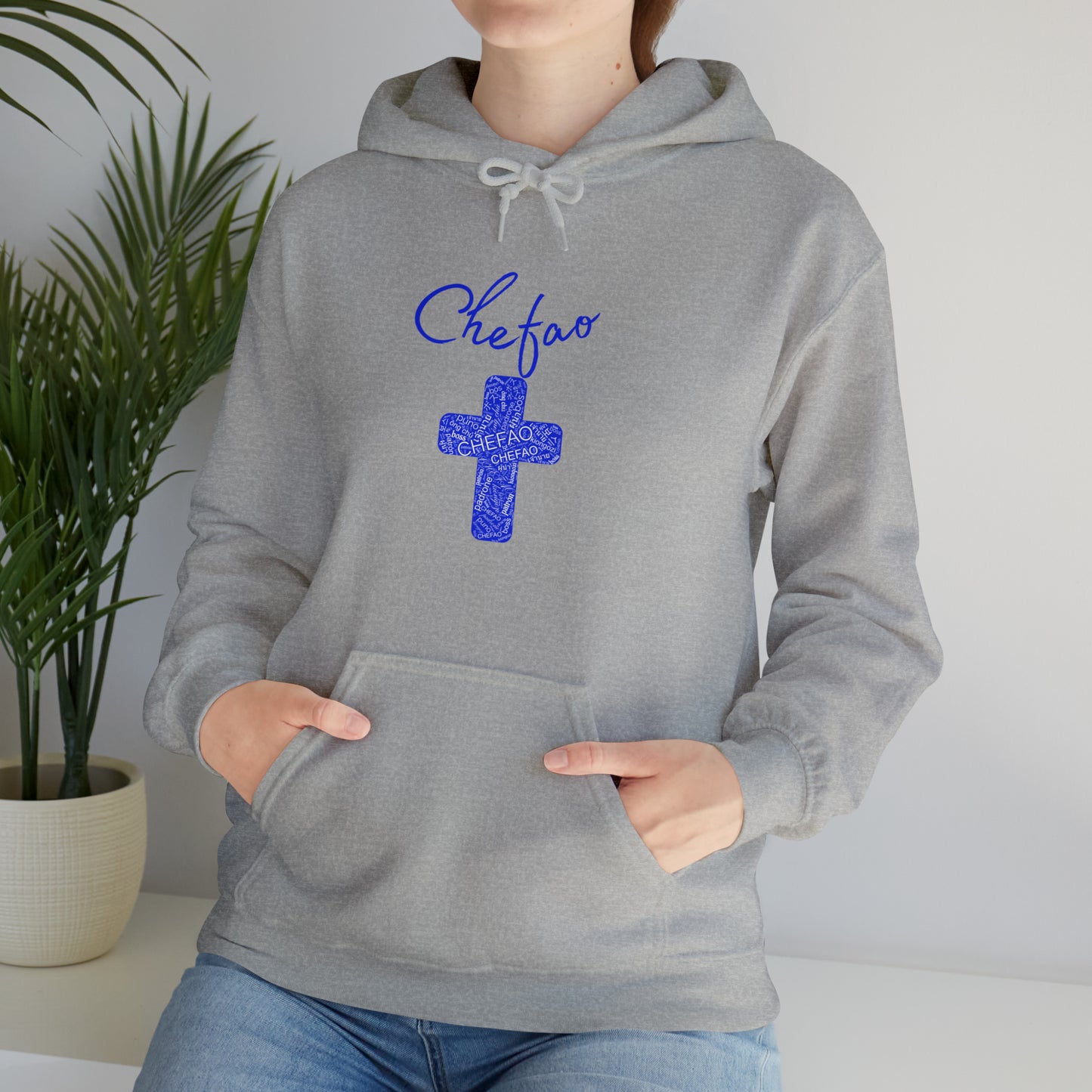 Chefao Cross I Blue, Unisex Heavy Blend™ Hooded Sweatshirt