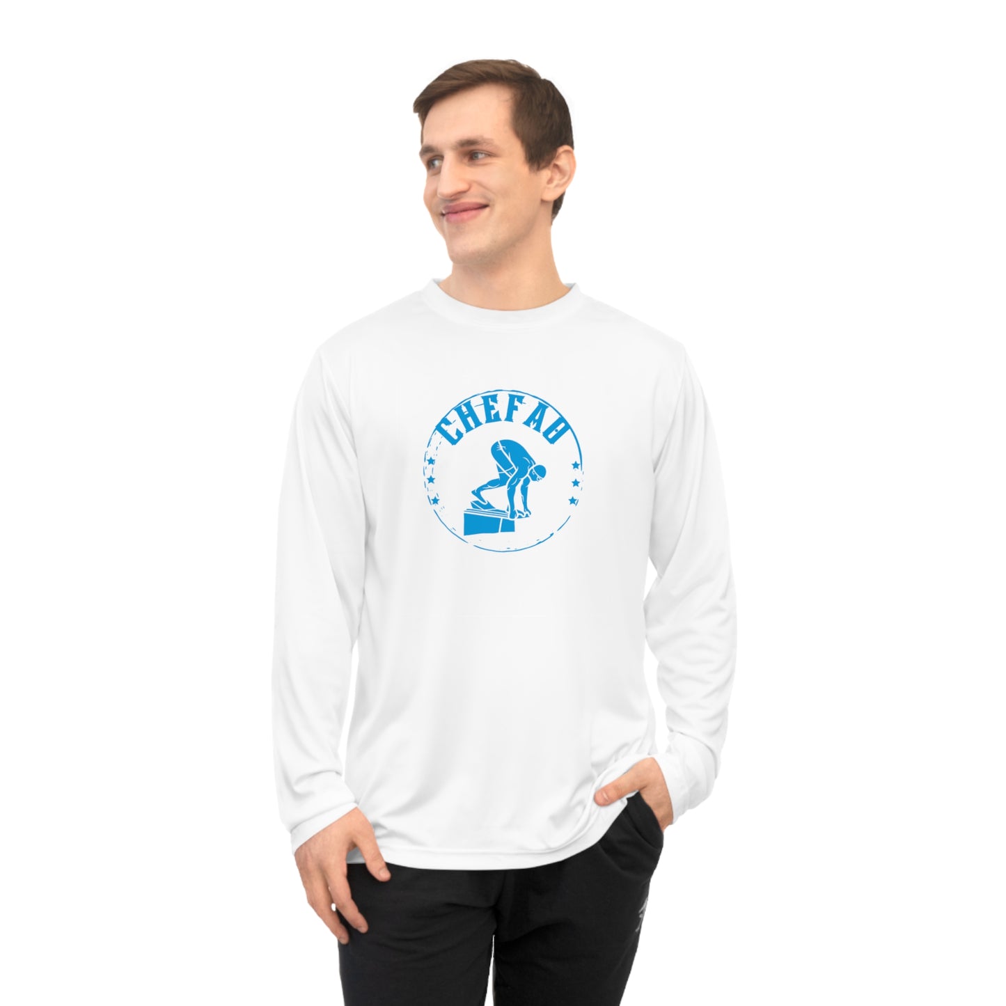 Chefao Swimmer I, Unisex Performance Long Sleeve Shirt