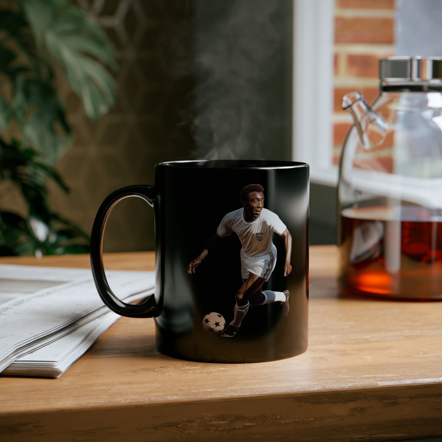 Futebol (Soccer) Player, 11oz Black Coffee Mug