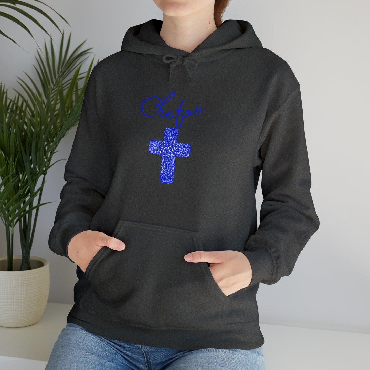 Chefao Cross I Blue, Unisex Heavy Blend™ Hooded Sweatshirt