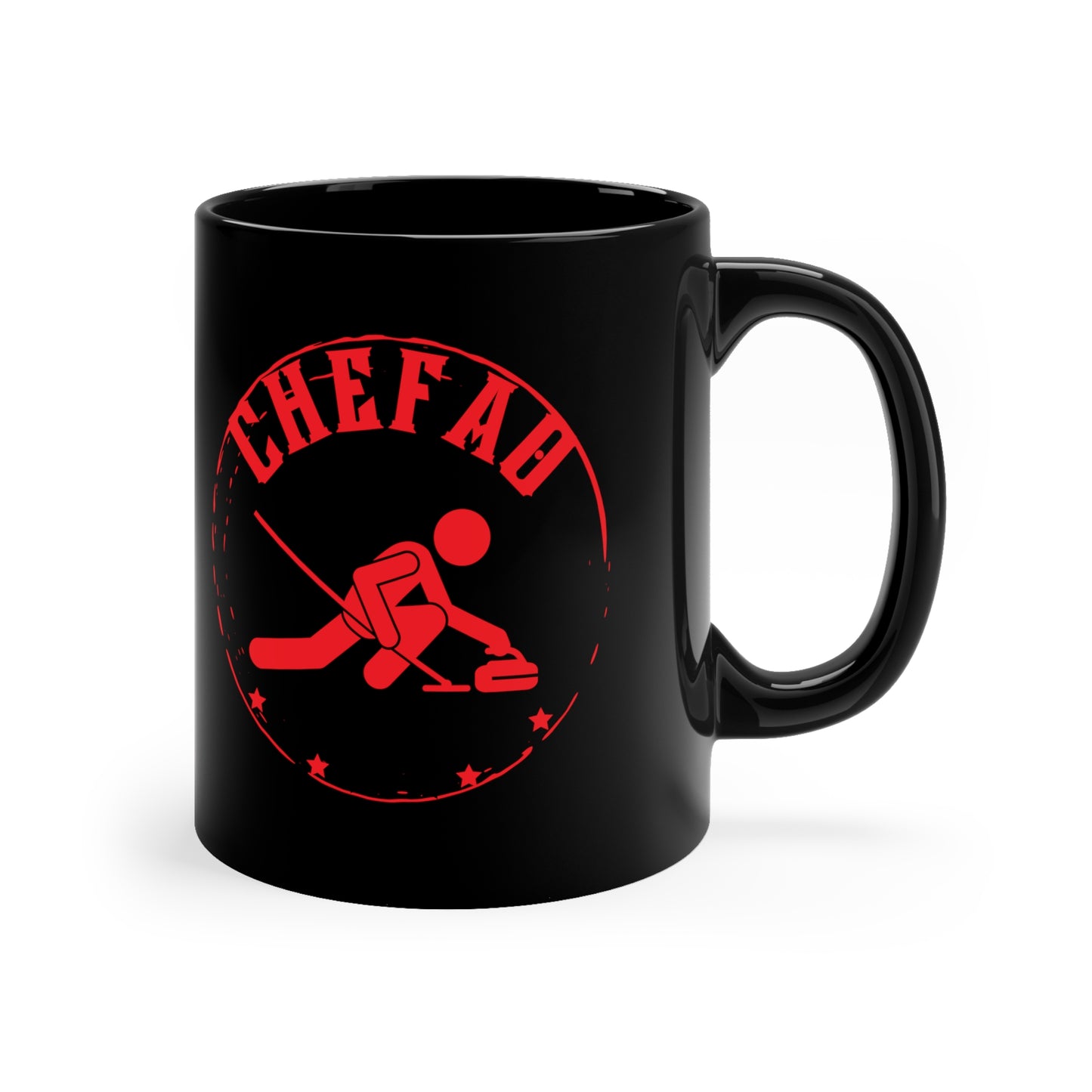 Chefao Curling II, Black Coffee Mug, 11oz