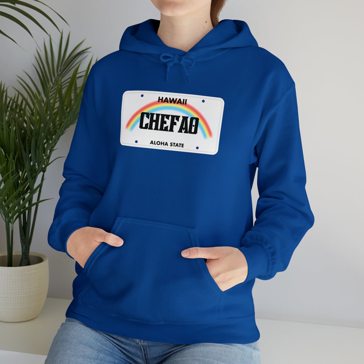 Chefao Hawaii License Plate I, Unisex Heavy Blend Hooded Sweatshirt