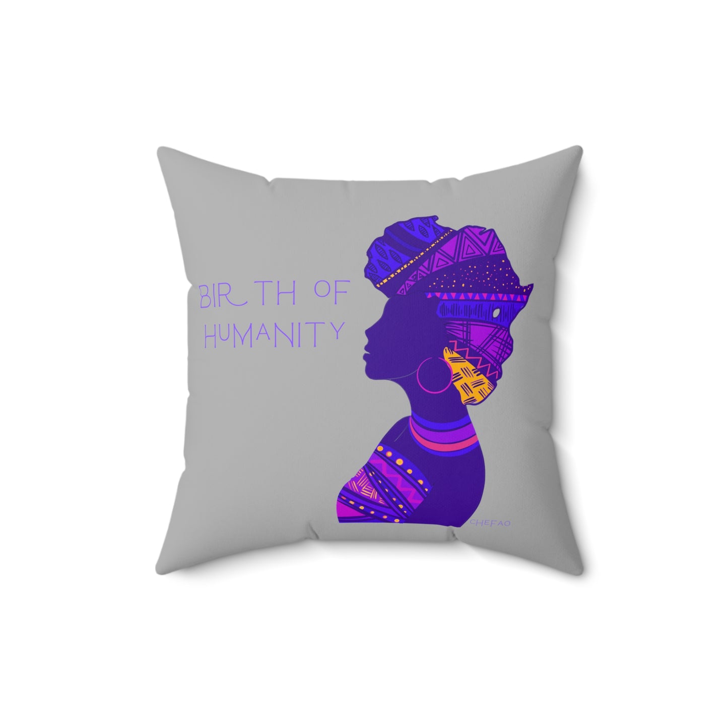 Birth of Humanity™ I (Purple/Gray), Spun Polyester Square Pillow