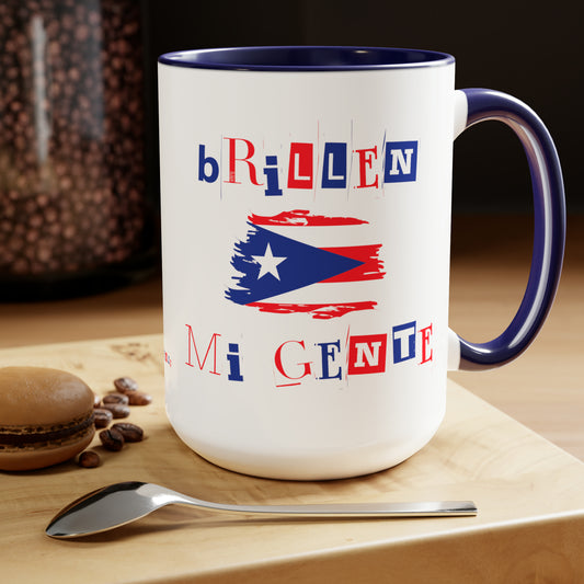 Brillen Mi Gente Puerto Rico I, Two-Tone Coffee Mugs, 15oz