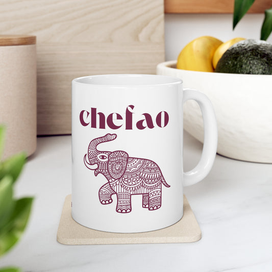 Chefao Elephant III, White Coffee Mug, 11oz