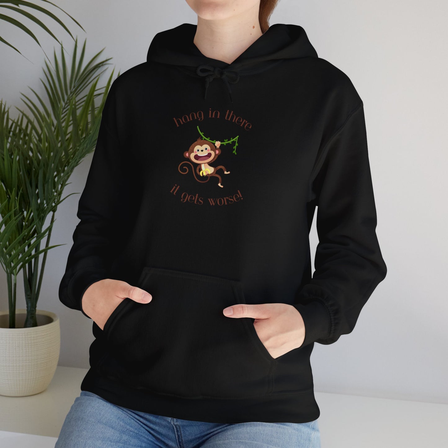 Hang In There It Gets Worse I, Unisex Heavy Blend™ Hooded Sweatshirt