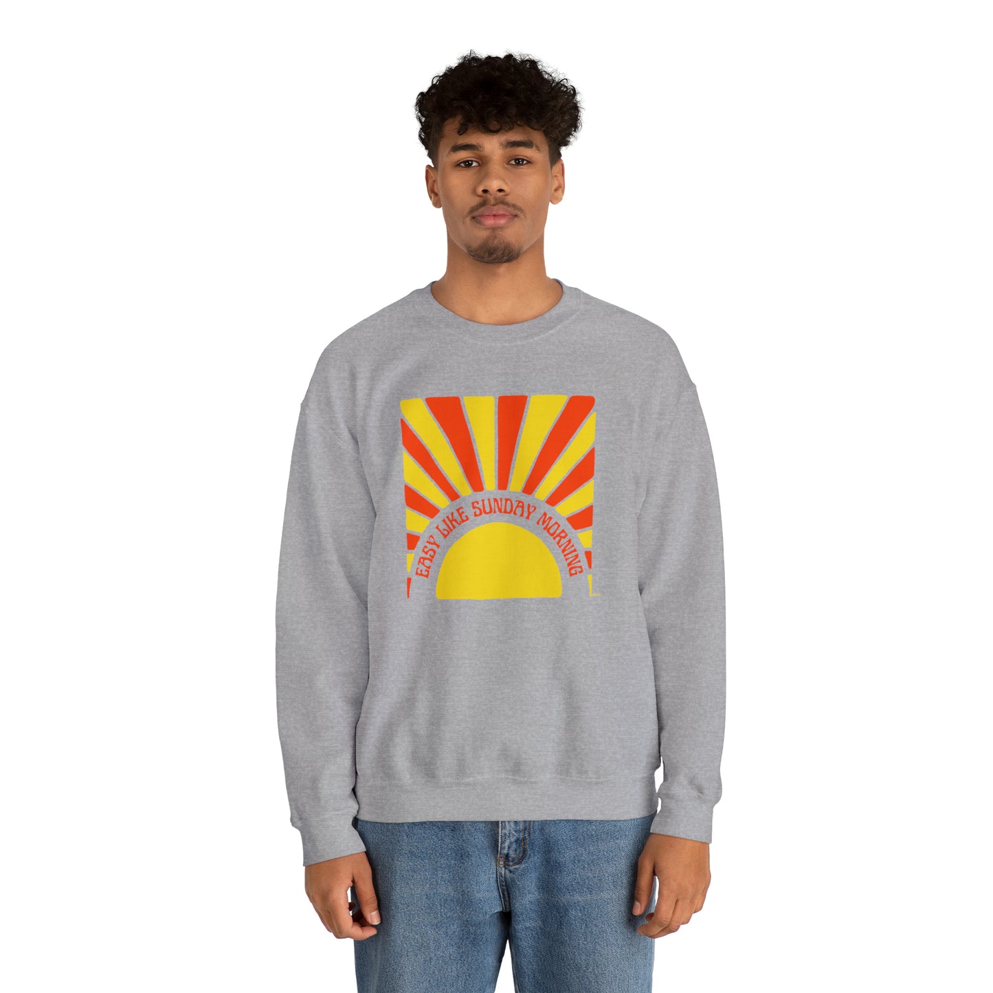 Easy Like Sunday Morning Orange & Yellow, Unisex Heavy Blend Crewneck Sweatshirt