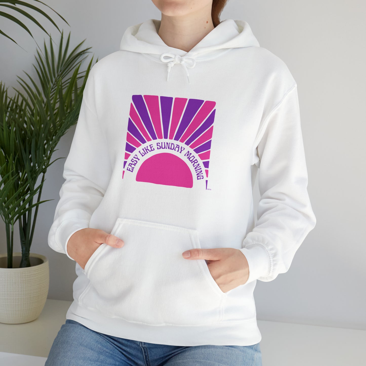 Easy Like Sunday Morning Pink & Purple, Unisex Heavy Blend Hooded Sweatshirt