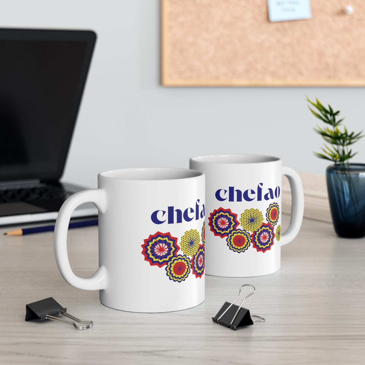 Chefao Paper Fans I, White Coffee Mug, 11oz