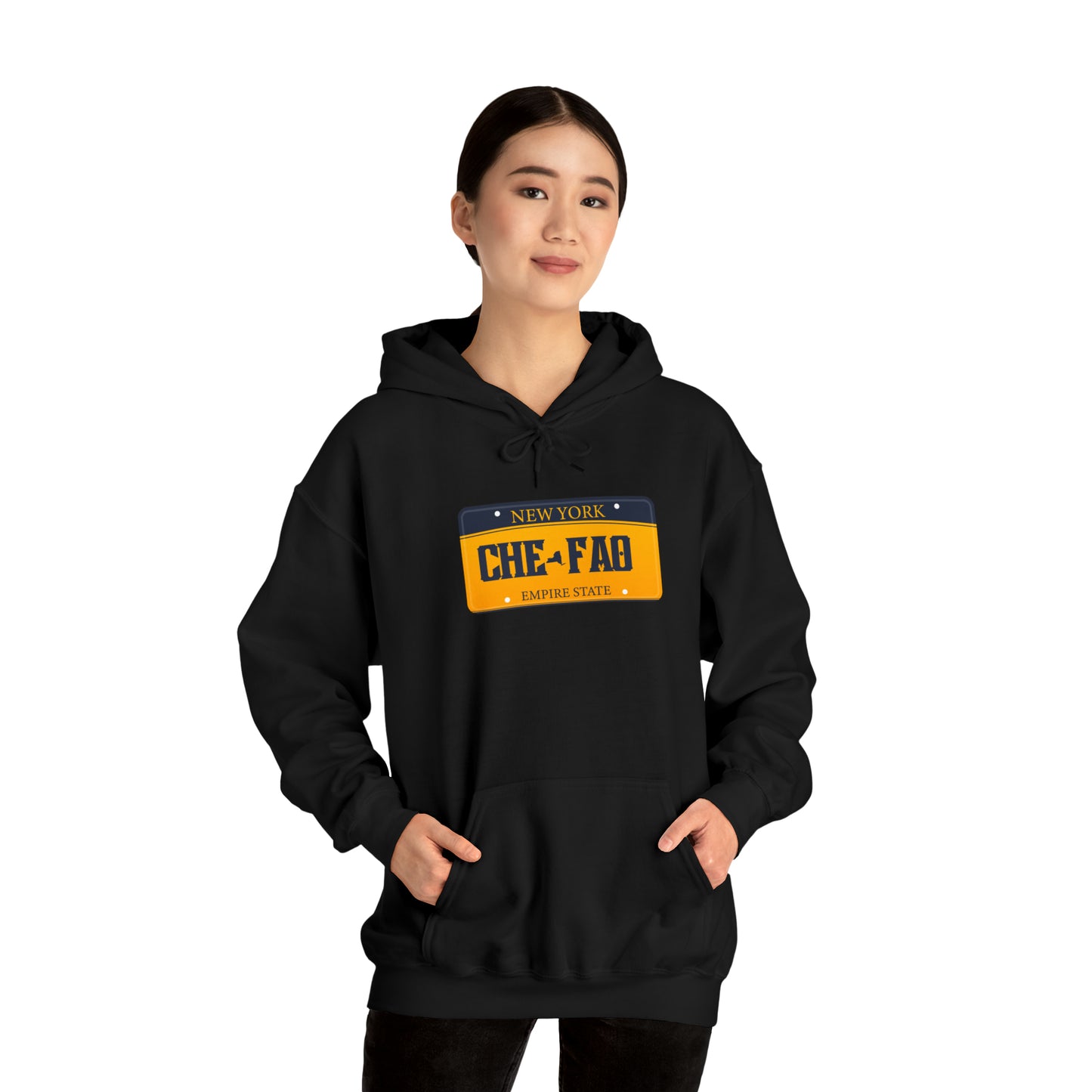 Chefao New York License Plate I, Unisex Heavy Blend Hooded Sweatshirt