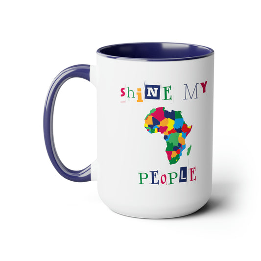 Shine My People Africa I, Two-Tone Coffee Mugs, 15oz