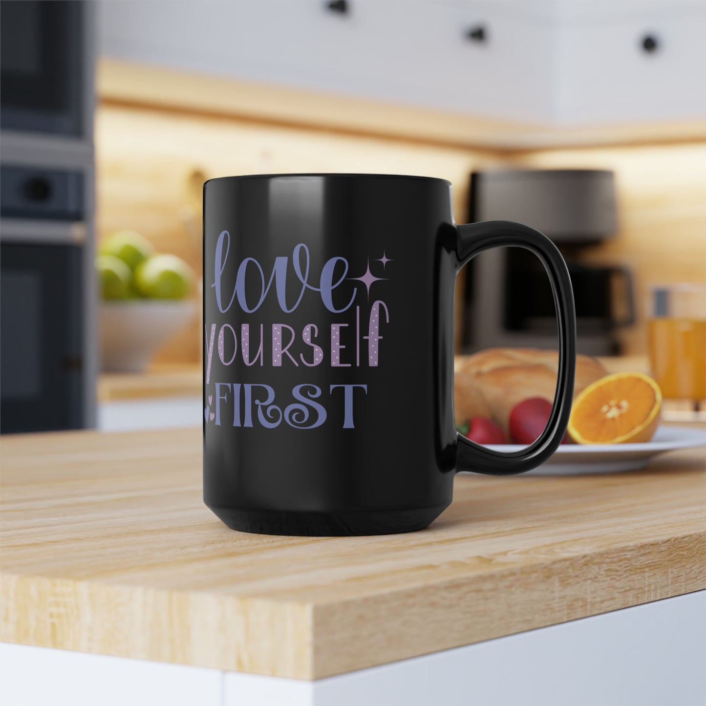 Love Yourself First I, Black Mug, 15oz