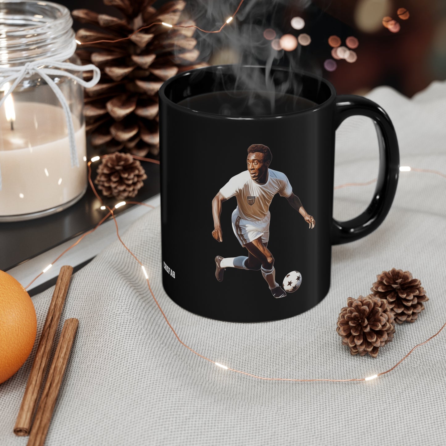 Futebol (Soccer) Player, 11oz Black Coffee Mug