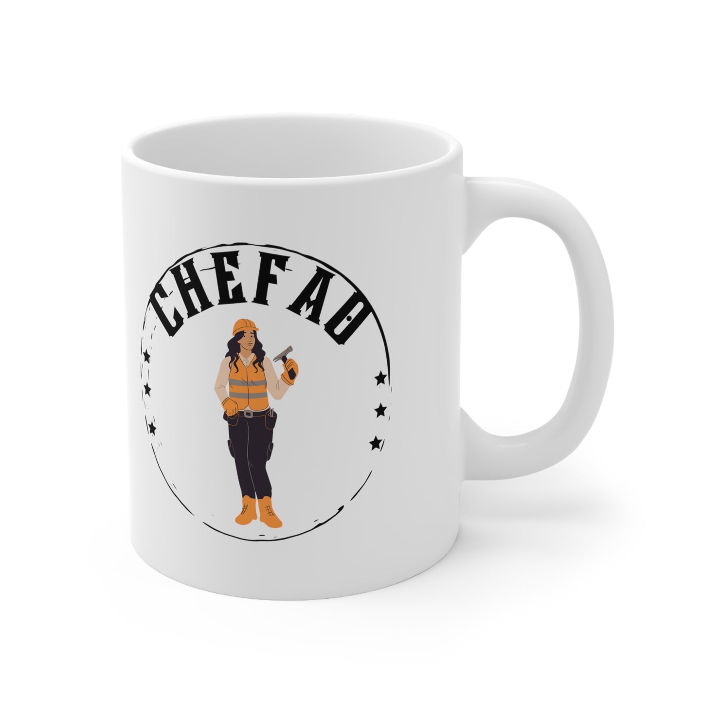 Chefao Construction III, White Coffee Mug, 11oz