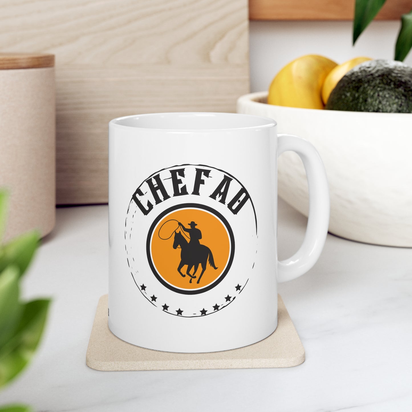 Chefao Cowboy II, White Coffee Mug, 11oz