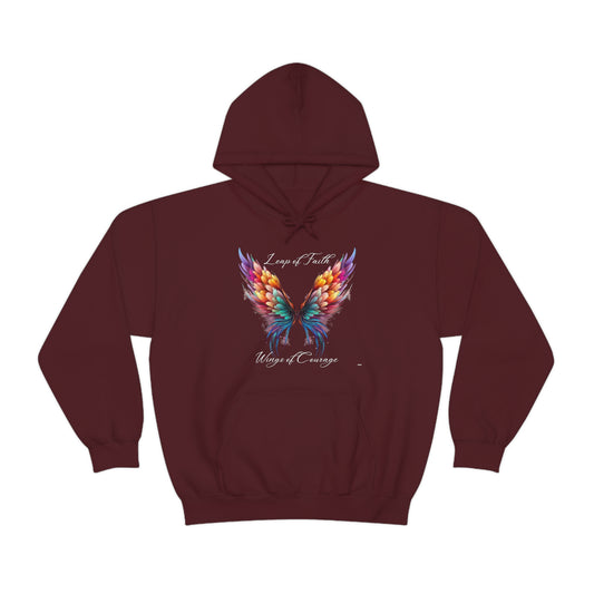 Leap of Faith, Wings of Courage, Unisex Heavy Blend Hooded Sweatshirt