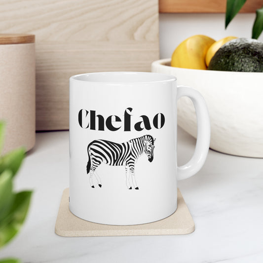 Chefao Zebra II, White Coffee Mug, 11oz