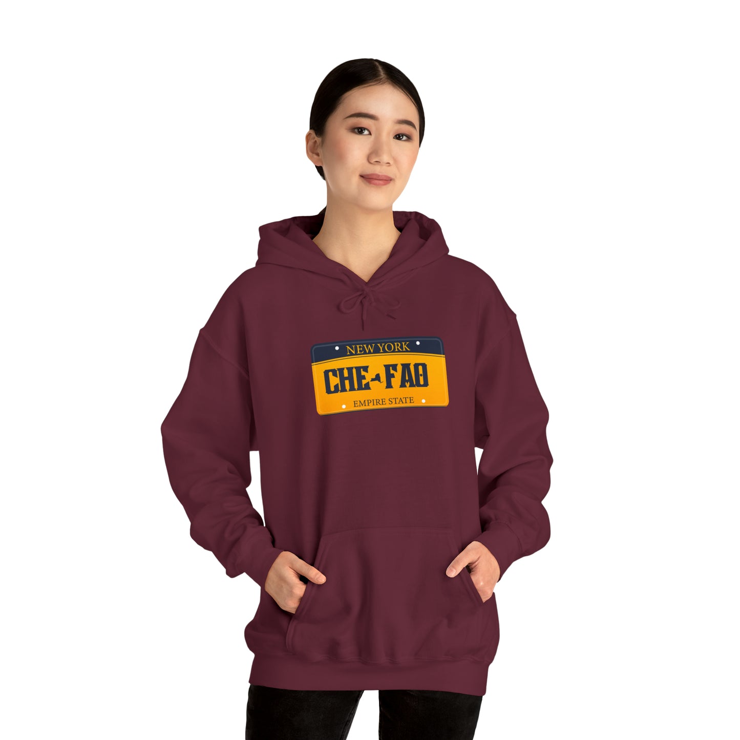 Chefao New York License Plate I, Unisex Heavy Blend Hooded Sweatshirt